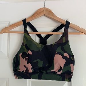 THE UPSIDE pink camo sports bra, small